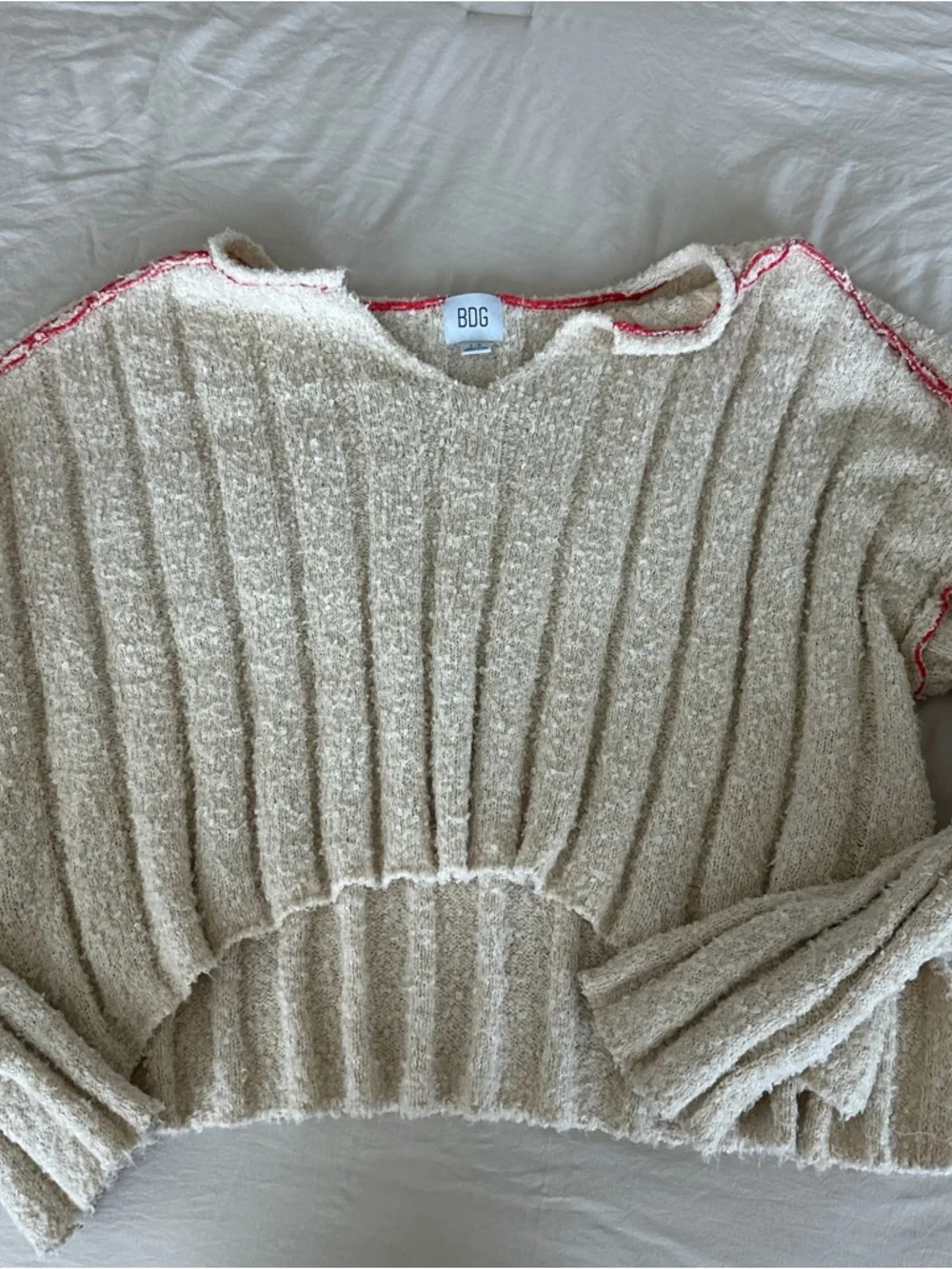 Cream BDG sweater red stitching - Picture 2 of 5